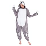 Spooktacular Creations Unisex Erwachsene Faultier Kostüm Schlafanzug Jumpsuit, Plüsch Onesie Pyjama für Damen Herren (Large)