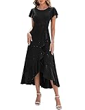 BeryLove Abendkleid Schwarz Kleid Glitzer Weihnachts Kleider Frau Hochzeit Kleid Damen Langes Kleid Damen Elegant S07 Black XL