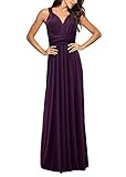 shownicer Damen Elgant Lange Abendkleider Multiway Brautjungfernkleid Wickelkleid V-Ausschnitt Cocktailkleid Bodenlang Partykleid Rückenfrei Neckholder A Linie Maxikleid Ballkleid 12 Violett S