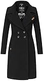 Navahoo Damen Mantel Trenchcoat Winterjacke Wintermantel B661 [B661-Wooly-Schwarz-Gr.M]