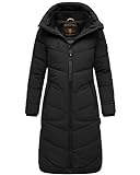 MARIKOO Damen Winterjacke Stepp Winter Jacke gesteppter Wintermantel warm lang Mantel [B949-Benik-Schwarz-Gr.M]
