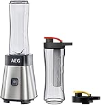 AEG MiniMixer SB 2700 Standmixer / 0,4 PS-Power-Motor / 23.000 U/Min / 2x bruchfeste 600 ml Tritan-Flaschen / Kühlakku / 4-Klingen Messer / Pulse-Taste / gebürstetes Edelstahl / Exklusiv bei Amazon