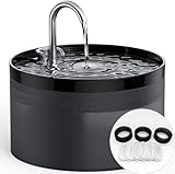 GIOTOHUN Katzenbrunnen mit Wasserhahnform, Trinkbrunnen für Katze, 2L Katzenbrunnen für Katzen, Superleise Wasserpumpe, Filtern von Haaren, Leichte Demontage, 6 Filter + 3 Schaumstofffilter, Schwarz