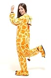 Tante Tina Ganzkörperkostüm Giraffe für Erwachsene - Giraffenkostüm für Erwachsene aus kuschligem Plüsch und Flannel - Orange/Weiß - Größe XL