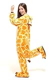 Tante Tina Ganzkörperkostüm Giraffe für Erwachsene - Giraffenkostüm für Erwachsene aus kuschligem Plüsch und Flannel - Orange/Weiß - Größe XL