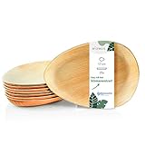 Wiseware Palmblatt Teller in Tropfenform - 25 Stück Einwegteller oval Ø 17 cm - biologisch abbaubares Palmblattgeschirr - kompostierbares Partygeschirr - Bio Einweggeschirr (25, Ø 17 cm)