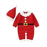 I3CKIZCE Baby Weihnachten Langarm Einzelteil Bodysuit Strampler Baby Jungen Rot Weihnachtsmann-Kostüm Baby Mädchen Weihnachtsoverall Baby Mädchen Junge Weihnachtsstrampler (Rot Punkt,6-12 Monate)
