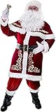 NAIQIALUO Weihnachtsmann-Kostüm für Männer, 12-teiliges Set, roter Anzug, Herrenkostüm, Weihnachtsmann, Weihnachtsmann-Kostüm für Erwachsene, Kostüme, Deluxe-Weihnachtsmann-Kostüm aus Samt XXL