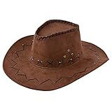 Miobo Cowboy Hut Western Cowgirl Hüte für Damen Herren Kinder (One Size, Braun für Erwachsene)