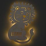 LAUBLUST Schlummerlicht Baby - Löwe - Personalisiertes Geschenk Geburt & Taufe - LED Hintergrund-Beleuchtung | Natur