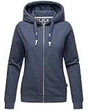 Navahoo Damen Zipper Hoodie Sweatjacke Kapuzen Pullover Sweater Engelshaar Dusty Blue Melange 36 - S