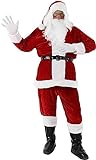 9 in 1 Nikolauskostüm - Größe S-XXXXL - Weihnachtsmannkostüm Verkleidung für Weihnachten - Kostüm für Nikolaus - Weihnachtsmann - Santa Claus - Herren/Erwachsene (XX-Large, rot)