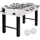GAMES PLANET Tischfussball „Glasgow“, 5 Dekore: Holz/Schwarz/Blau/Soccer/Weiß, inkl. 2 Bälle, 2 Getränkehalter, höhenverstellbare Füße, hochgezogene Spielfeldecken, Tischkicker, Kicker, Kickertisch