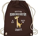 Turnbeutel Rucksack - Karneval & Fasching - Das ist mein Menschenkostüm in echt bin ich eine Giraffe - Giraffenkostüm Giraffen - Unisize - Braun - beutel karnevalsbeutel faschings bag - WM110
