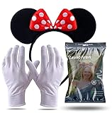 TK Gruppe Timo Klingler 2 in 1 - Minnie Mini Maus Ohren Kostüm Set mit Handschuhen und Mausohren für Damen an Fasching & Karneval