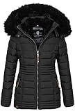 Navahoo warme Damen Winter Jacke Steppjacke mit Teddyfell B900 [B900-Umay-Pri.-Schwarz-Gr.XL]