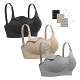 KLKIT Schwangerschafts Still BH 3 PCS, Nahtloser Still-BH mit zusätzlichen BH-Verlängerungen Stillen und Schlaf Ohne Bügel für Damen（XXL）