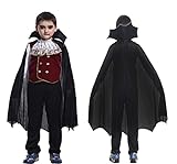 WRGUOIU Vampir-Kostüm für Jungen, Halloween Dracula Kinderkostüme, Kostüm, Karneval, Cosplay-Kleidung, M (6-8 Jahre)