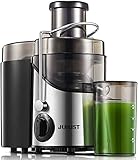 JUILIST Entsafter Gemüse und Obst aus Edelstahl, 400W Zentrifugal Entsafter 65 MM Einfüllöffnung und 3 Geschwindigkeiten, inkl Reinigungsbürste, Einfach zu Säubern, BPA-frei,Silber