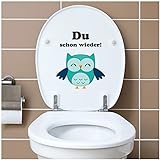 Deko Aufkleber WC Deckel Toilettendeckel Bad Badezimmer Klo Funsticker Toilettensitz Klodeckel lustiger Spruch selbstklebend (R173-06 Du schon wieder – Eule)