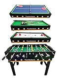 Izzy Multifunktionstisch 4 in 1, mit Zubehör, Tischfußball, Billardtisch, Tischtennis, Speed-Hockey, Billard und Ping-Pong - (123L x 82,5B x 57,8H cm)