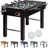 GAMES PLANET Tischfussball „Glasgow“, 5 Dekore: Holz/Schwarz/Blau/Soccer/Weiß, inkl. 2 Bälle, 2 Getränkehalter, höhenverstellbare Füße, hochgezogene Spielfeldecken, Tischkicker, Kicker, Kickertisch