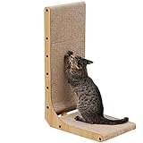 FUKUMARU Kratzbrett Katzen, 68 cm hohe L förmige Kratzpappe für Katzen, widerstandsfähig Katzenkratzbrett mit Ballspielzeug, Katzen Kratzmöbel aus hochwertiger Karton für Wand und Ecke, Groß