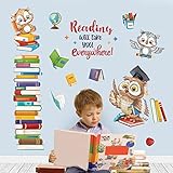wondever Wandtattoo Eulen kinderzimmer Wandaufkleber Eule Buch Sprüche Zitate Wandsticker Wanddeko für Klassenzimmer Lesezimmer Schlafzimmer