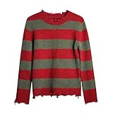 Freddy Krueger Kostüm Strick Pullover Erwachsene für Grün Rot Streifen Cosplay Nightmare on Elm Street (S-M)