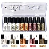 Glitter Eyeliner, Lucoss Liquid Glitzer Eyeliner Set Silber Gold Metallic Glitter Augen Make-up-Kit Langlebige Luminous Shimmer Lidschattenstift Flüssigkeit 10 PCS/Set