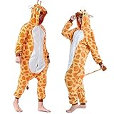 Spooktacular Creations Unisex Erwachsene Plüsch Pyjama Schlafanzug, Damen Herren Onesie Jumpsuit Giraffe Tier Kostüm Halloween Karneval Kostüm