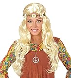 Karneval-Klamotten Kostüm Perücke Dame blond mit Blumenstirnband Zubehör Fasching Karneval