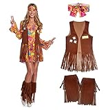 Morph Hippie Kostüm Damen, Hippie Kostüm Damen Kleid, Hippie Kleidung Damen, 70er Jahre Bekleidung Damen, 70er Jahre Outfit Damen, 60er Jahre Outfit Damen, 70er Jahre Kleid Damen, 70er Kleid XL