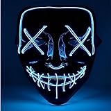 Kostümheld® LED Grusel blau Maske - wie aus Purge steuerbar, leuchtend für Halloween, Fasching & Karneval - als Kostüm & Verkleidung Horror für Herren & Damen & Kinder