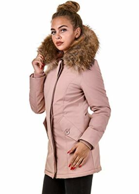 winterjacke damen fell pink