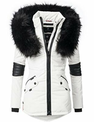 weiß winterjacke mit fell damen