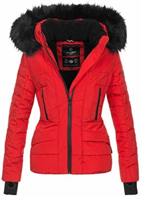 winterjacken damen mit fellkapuze rot