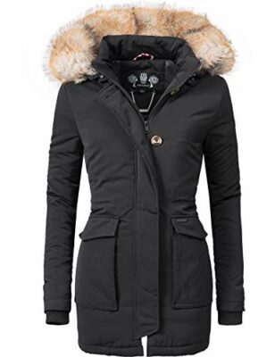 wattierte jacke mit fell damen