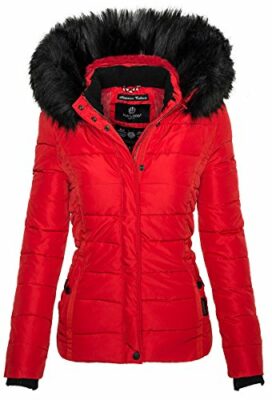 rote jacke mit fellkapuze damen