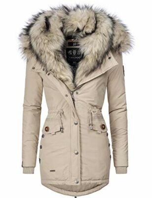 winterjacke mit fell damen beige